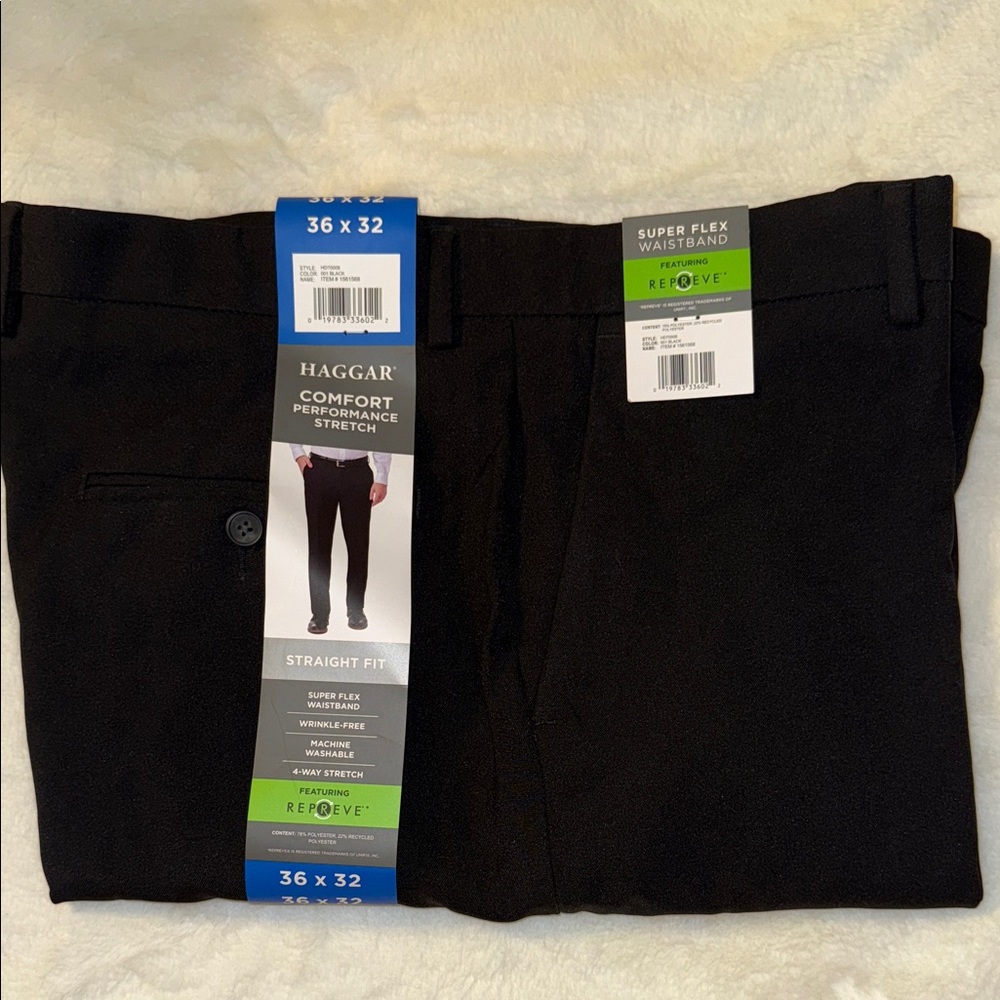 Haggar Men's Black Straight Fit Pants